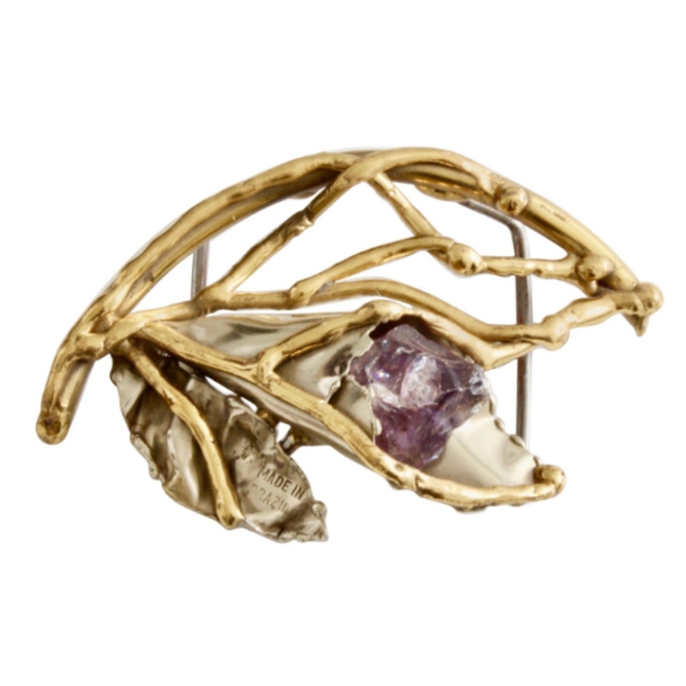 Copa Collection Belt Buckle with Amethyst Stone Vintage 70s Rare Abstract